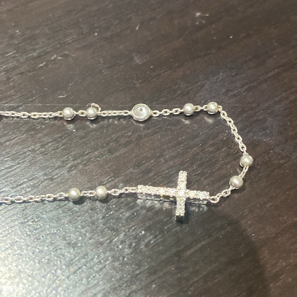 Sterling Silver w/CZ Crucifix Bracelet - Picture 2 of 6
